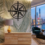 Nautical Compass Rose Premium Metal Wall Art