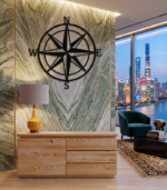 Nautical Compass Rose Premium Metal Wall Art