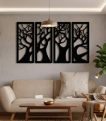 Majestic Tree of Life 4-Panel Metal Wall Art (Set of 4)