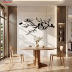 Birds on Branch Metal Wall Decor – Minimalist Laser-Cut Nature Art