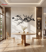 Birds on Branch Metal Wall Decor – Minimalist Laser-Cut Nature Art