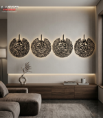 4 Qul Islamic Metal Wall Art – Premium Laser-Cut Calligraphy Set